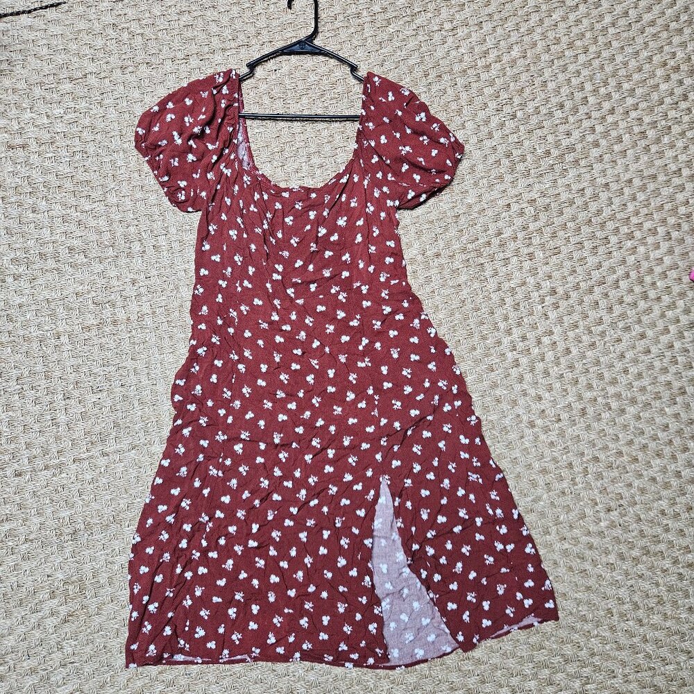 Mi Ami Burnt Sienna Floral Pattern Dress